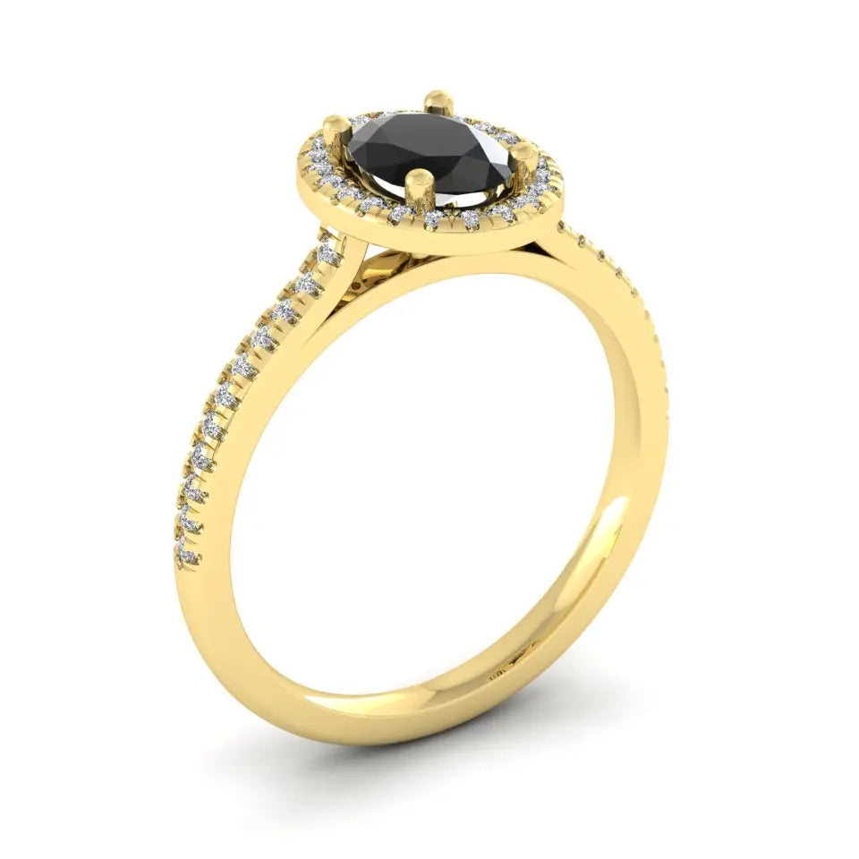 Diamond ring with 2025 black diamond halo